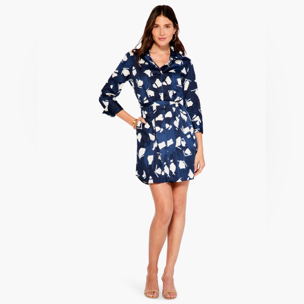 NIC+ZOE Mosaic Blues Shirt Dress XL MSRP $218